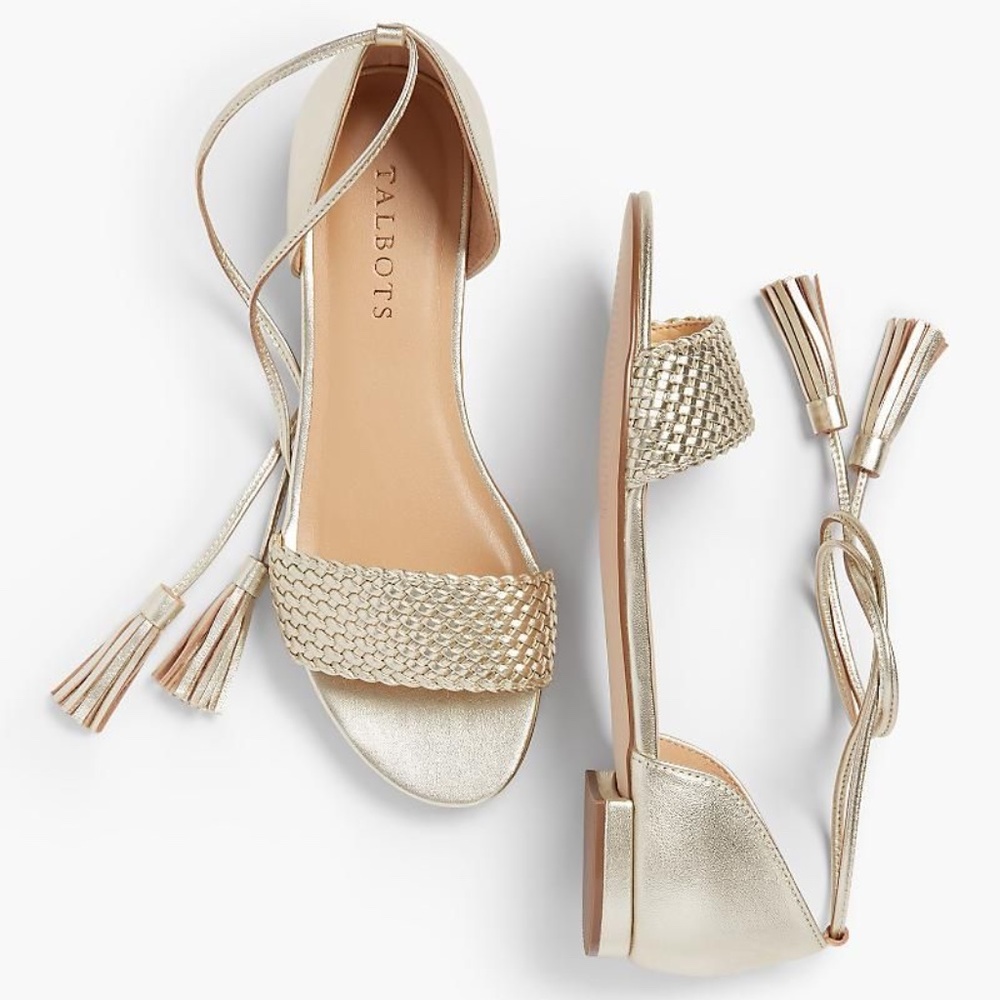 Talbots Gold Lace Up Sandals